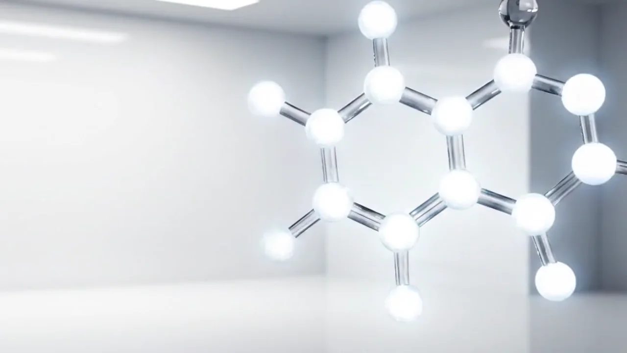 Molecular structure transforming into refined pharmaceutical formulation, representing biotechnology and pharmaceutical patent services